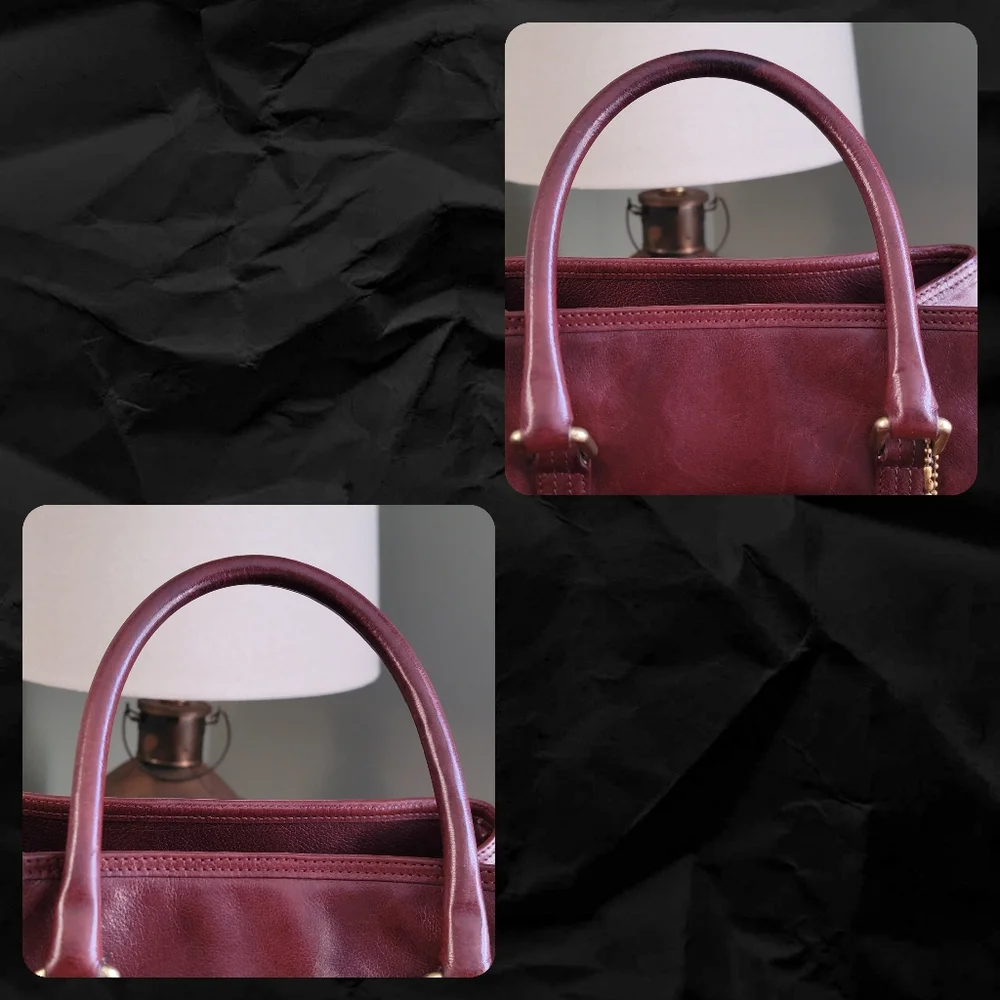Coach 9704 Buffalo Hide Paper Bag Tote Mahogany Brown Leather Vintage Bag